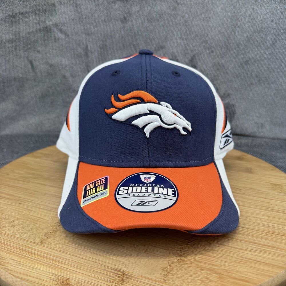 Denver Broncos Hat Cap Fitted Mens One Size Blue NFL Football Reebok Sideline